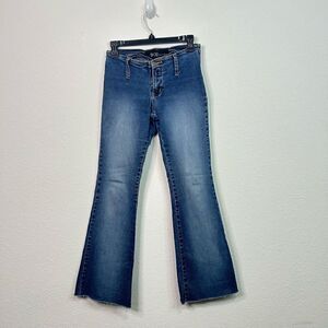 B 3 Denim Vintage Y2K Raw Hem Flare Jeans Juniors Size‎ 5 / Women’s Size 2